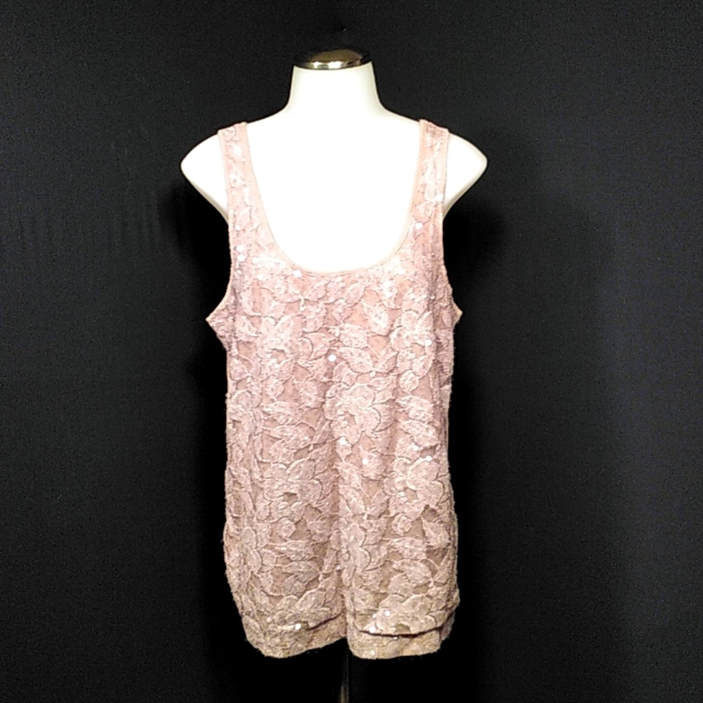 Express Pale pink sequins lace tank